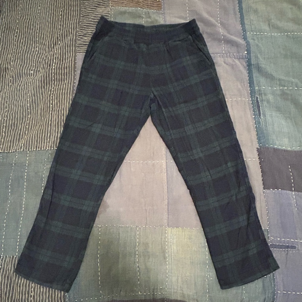 Vintage Cotton Flannel Pajama Pants Blackwatch green black blue